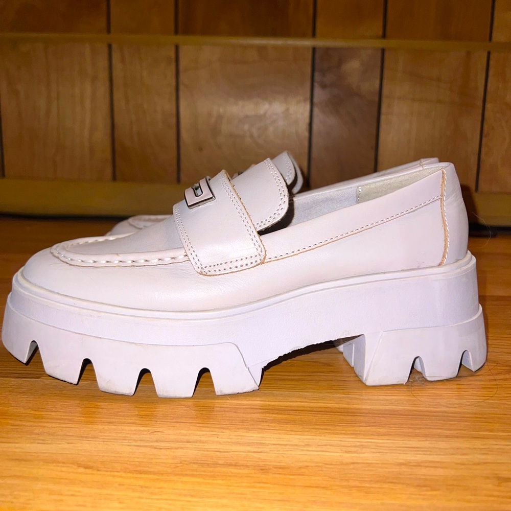 Lavender platform loafers